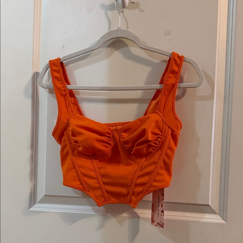 SHEIN Orange Bustier Top